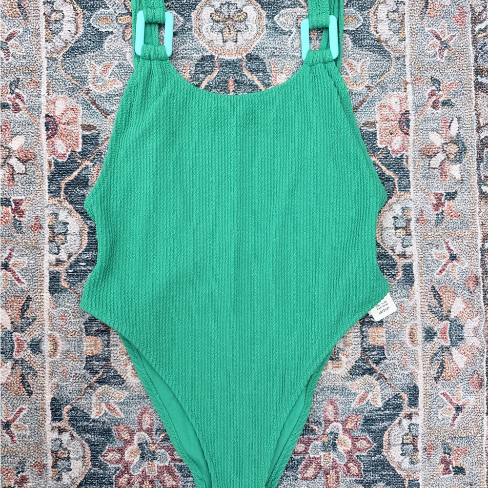Aerie Green Textured One-Piece Swimsuit